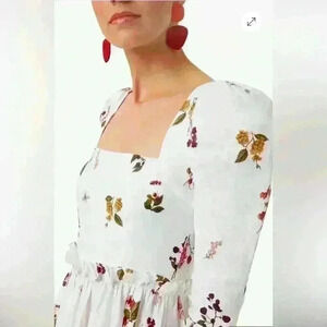 Cara Cara Fairytale Mushroom Border Ivory Bluehill Midi Dress Size 6
